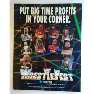 WF WrestleFest Arcade FLYER Original Game Hulk Hogan Wrestling Retro Vintage Art